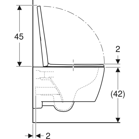 Wand-Tiefspül-WC Set mit WC-Sitz „iCon“ geschlossene Form 36 × 37,5 × 53 cm, ohne Spülrand, Soft Closing