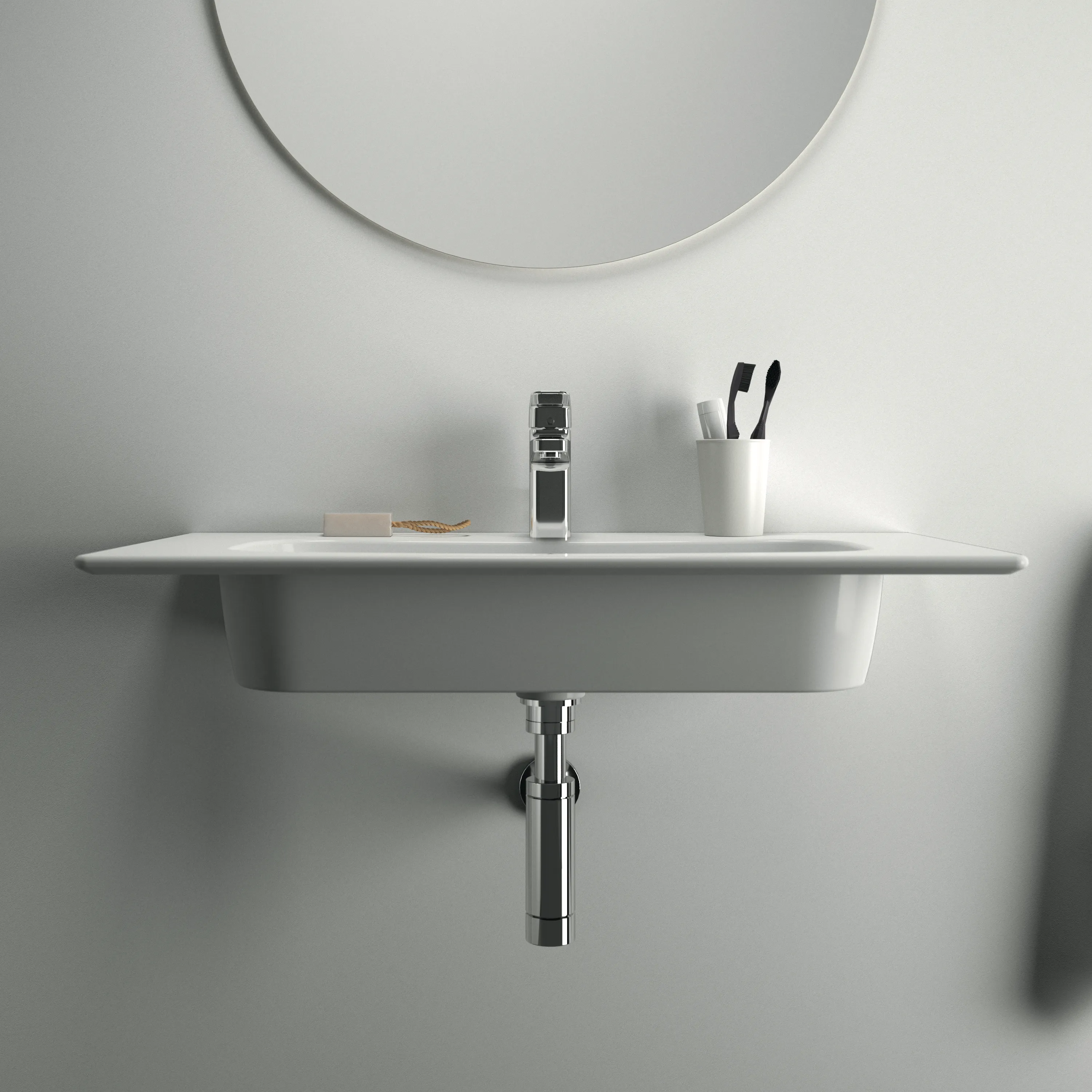Waschbecken „i.life A“ 84 × 46 × 15,5 cm, Hahnlochposition mittig Waschbecken „i.life A“ 84 × 46 × 15,5 cm, Hahnlochposition mittig