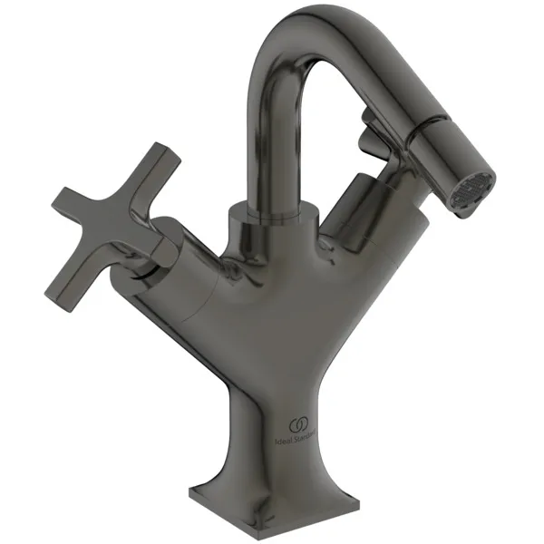 Bidetarmatur Joy Neo mit Ablaufgarnitur Ausladung 115mm Kreuzgriffe Magnetic Grey Bidetarmatur Joy Neo mit Ablaufgarnitur Ausladung 115mm Kreuzgriffe Magnetic Grey