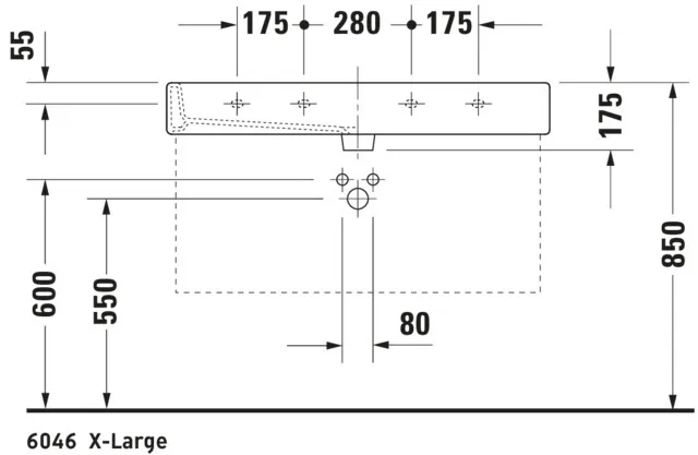Wandwaschtisch „Vero“, mit Überlauf, Hahnlochposition mittig Wandwaschtisch „Vero“, mit Überlauf, Hahnlochposition mittig