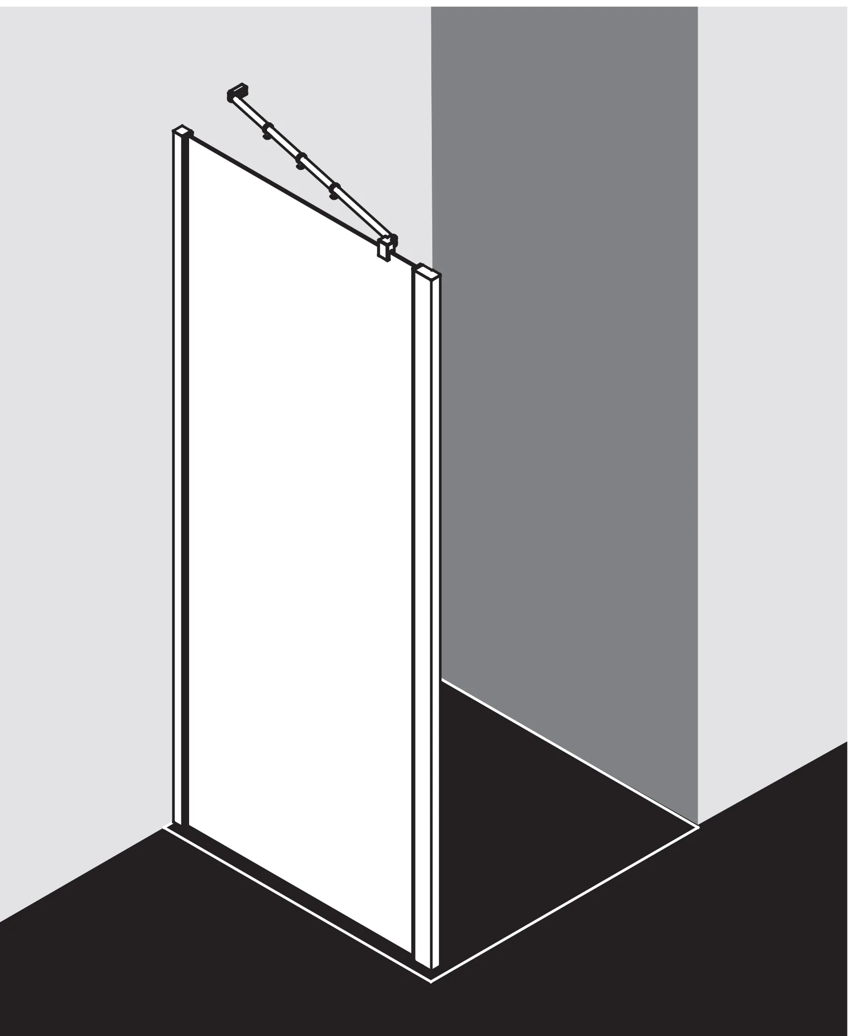Kermi Seitenwand für Ecke „RAYA“ Glas Klar Dekor Stripe 4, Profile Silber Mattglanz, BV: 1005 - 1025 mm GAK: 990 - 1010 mm WE: 1015 - 1035 mm H: 2000 mm Kermi Seitenwand für Ecke „RAYA“ Glas Klar Dekor Stripe 4, Profile Silber Mattglanz, BV: 1005 - 1025 mm GAK: 990 - 1010 mm WE: 1015 - 1035 mm H: 2000 mm
