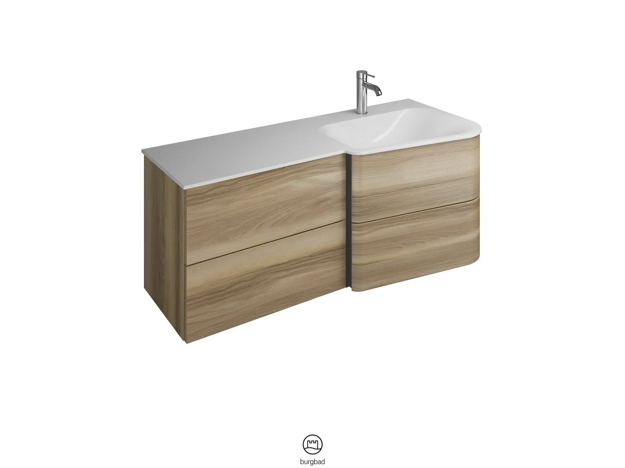 burgbad Badmöbelset „Badu“ Griffleiste, Schwarz, in Veloursgrau Softmatt burgbad Badmöbelset „Badu“ Griffleiste, Schwarz, in Veloursgrau Softmatt