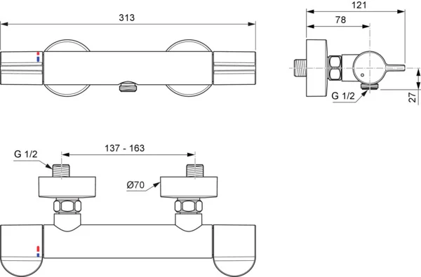 Ideal Standard Ceraplus Safe Brausethermostat Chrom - Thermische Desinfektion, Verbrüchschutz Ideal Standard Ceraplus Safe Brausethermostat Chrom - Thermische Desinfektion, Verbrüchschutz