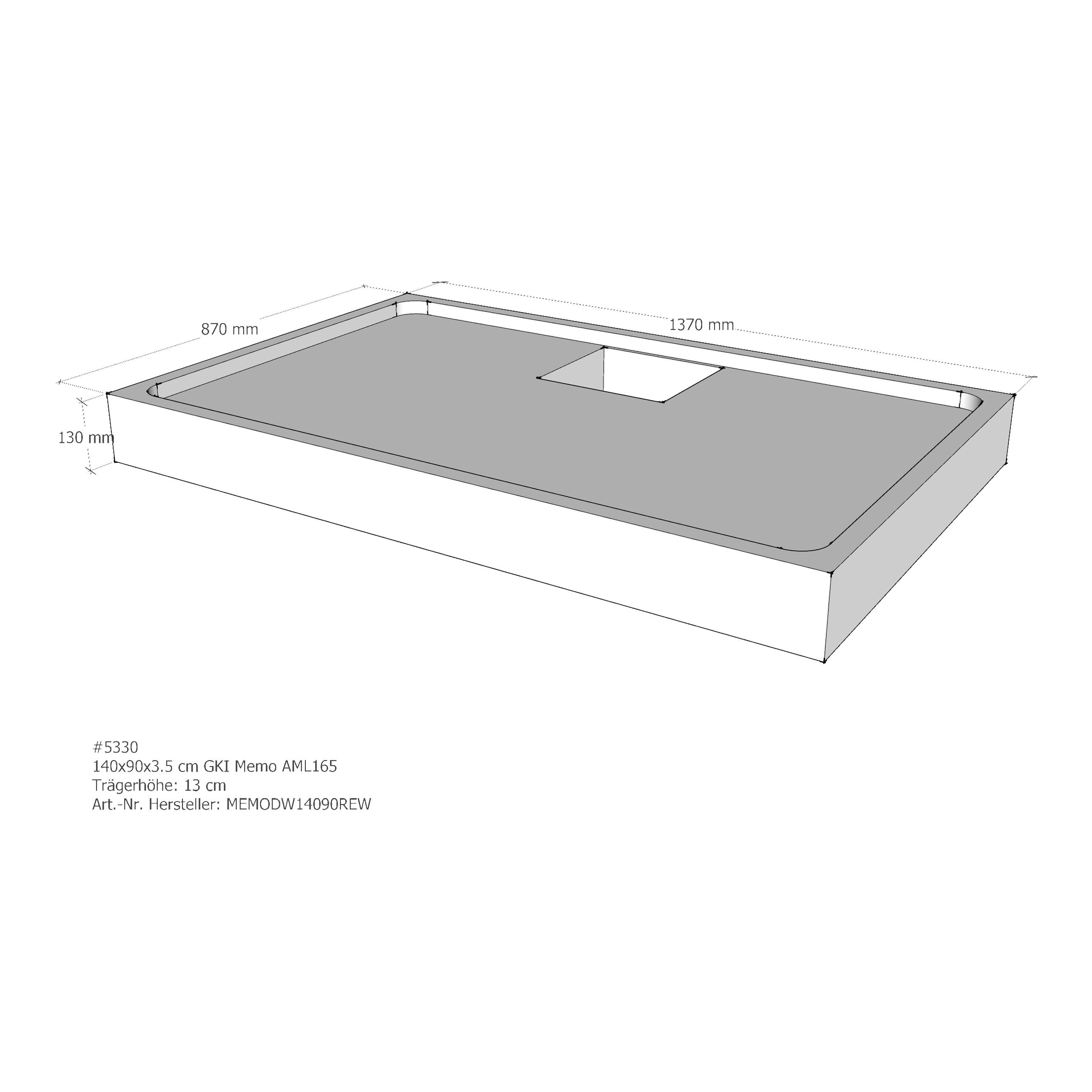 Duschwannenträger für GKI Memo 140 × 90 × 3,5 cm