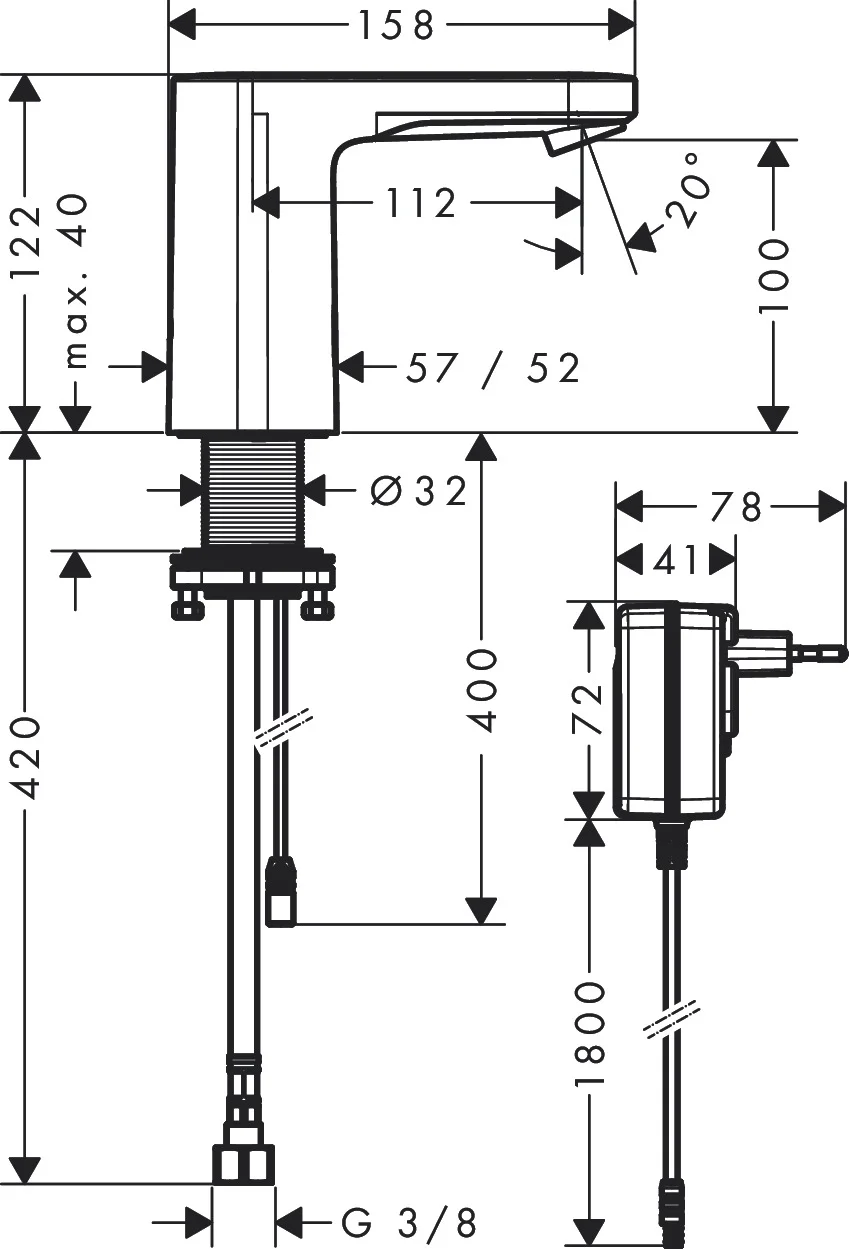Hansgrohe Vernis Blend Elektronik-Waschtischmischer Kaltwasser chrom, Ausladung 112 mm, Normalstrahl, schwenkbarer Strahlformer, max. Durchfluss 5 l/min bei 3 bar, Infrarot-Näherungselektronik, Hygienespülung einstellbar Hansgrohe Vernis Blend Elektronik-Waschtischmischer Kaltwasser chrom, Ausladung 112 mm, Normalstrahl, schwenkbarer Strahlformer, max. Durchfluss 5 l/min bei 3 bar, Infrarot-Näherungselektronik, Hygienespülung einstellbar