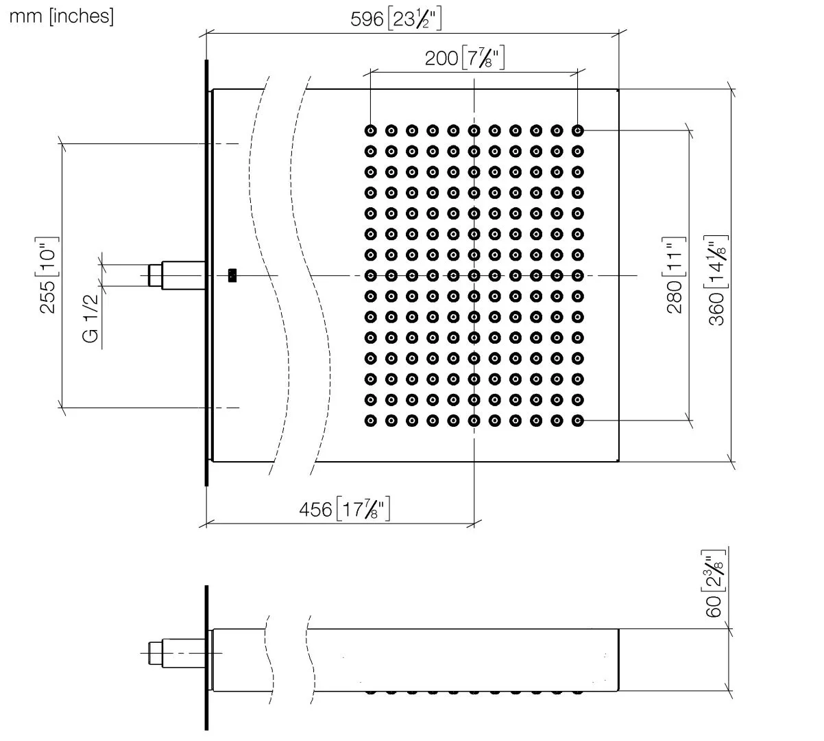 Dornbracht JUST RAIN Regenbrause mit Wandanbindung - Edelstahl Dornbracht JUST RAIN Regenbrause mit Wandanbindung - Edelstahl