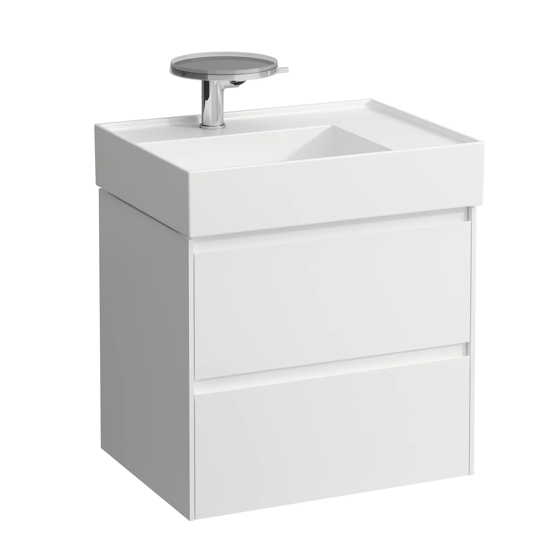 Waschtischunterbau LANI 448x584x515 mit 2 Schubladen integrierter Griffleiste Vollauszug und Soft-Close für Waschtisch Kartell • H810334 weiß matt Waschtischunterbau LANI 448x584x515 mit 2 Schubladen integrierter Griffleiste Vollauszug und Soft-Close für Waschtisch Kartell • H810334 weiß matt