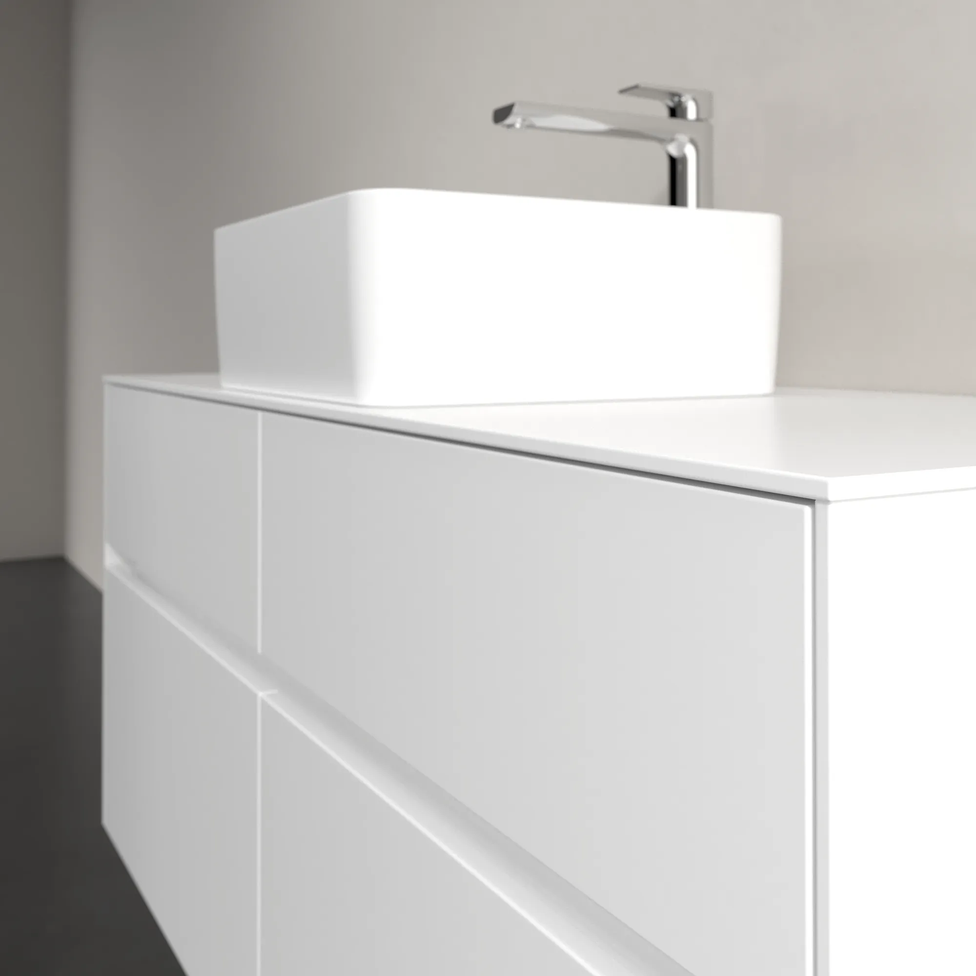 Villeroy & Boch Waschtischunterschrank „Collaro“ 1200 × 548 × 500 mm Weiß Matt, mit Beleuchtung, für Becken mittig