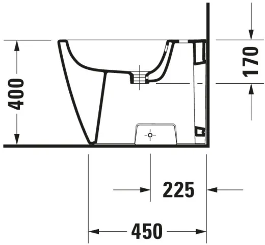 Duravit Stand-Bidet back to wall „Happy D.2“, Befestigung sichtbar 36,5 × 57 × 40 cm