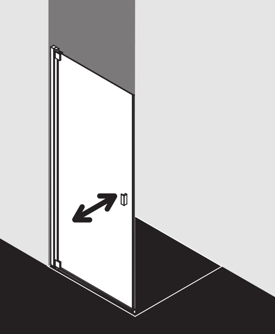 Kermi Duschtür 1-flügelig links für Ecke „RAYA“ Glas Klar, Profile Silber Hochglanz, BV: 770 - 800 mm GAK: 755 - 785 mm WE: 780 - 810 mm H: 1850 mm