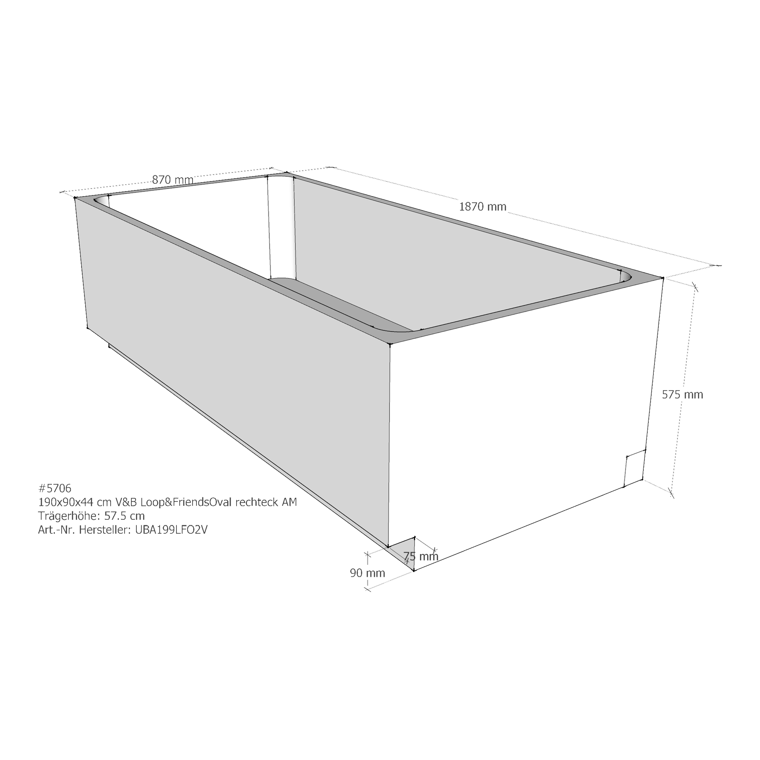 Badewannenträger für Villeroy & Boch Loop & Friends 190 × 90 × 44 cm Badewannenträger für Villeroy & Boch Loop & Friends 190 × 90 × 44 cm