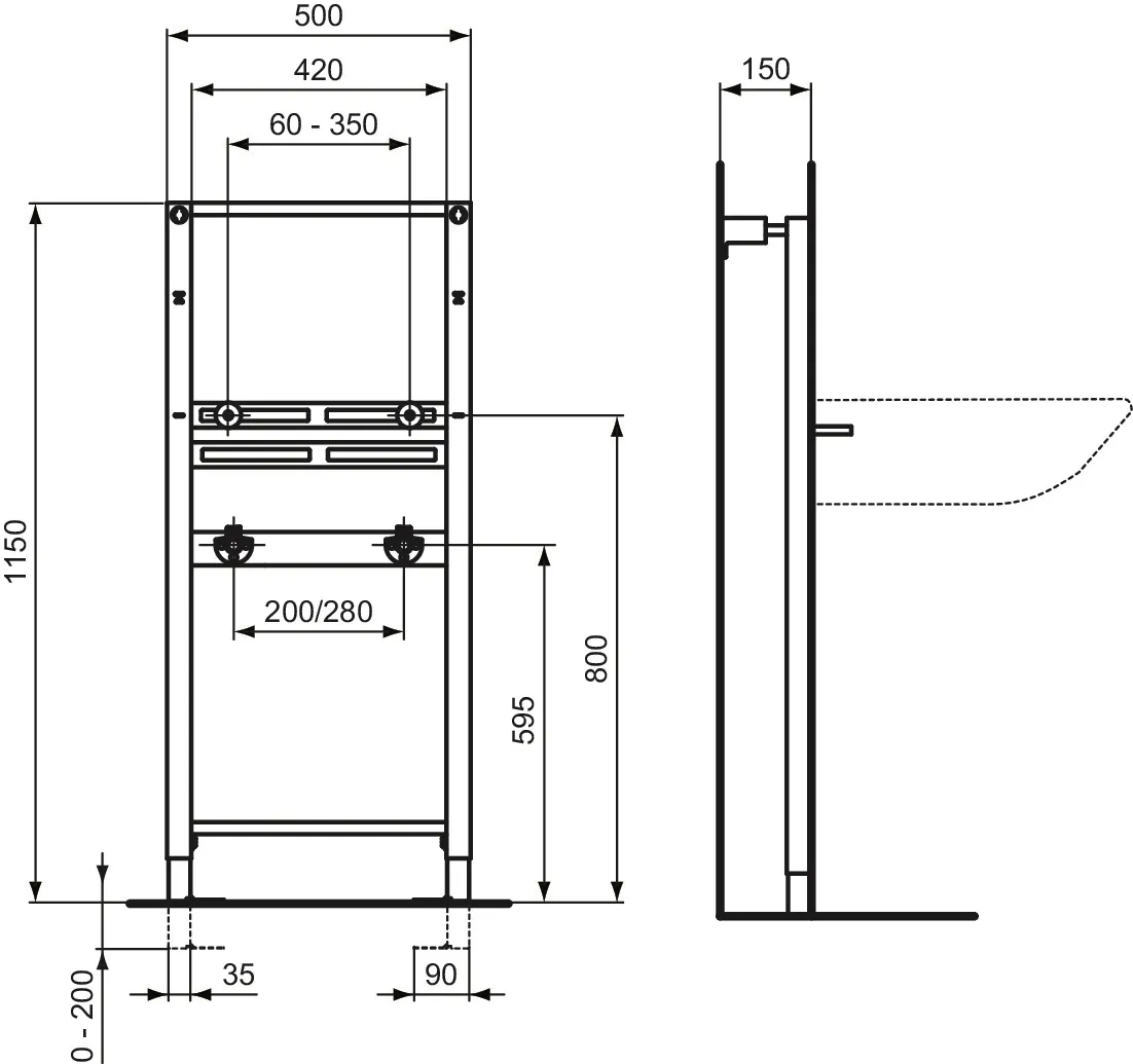 Ideal Standard Vorwand-/Einbauelement für Waschtisch „ProSys“ 115 × 50 × 12 cm Ideal Standard Vorwand-/Einbauelement für Waschtisch „ProSys“ 115 × 50 × 12 cm