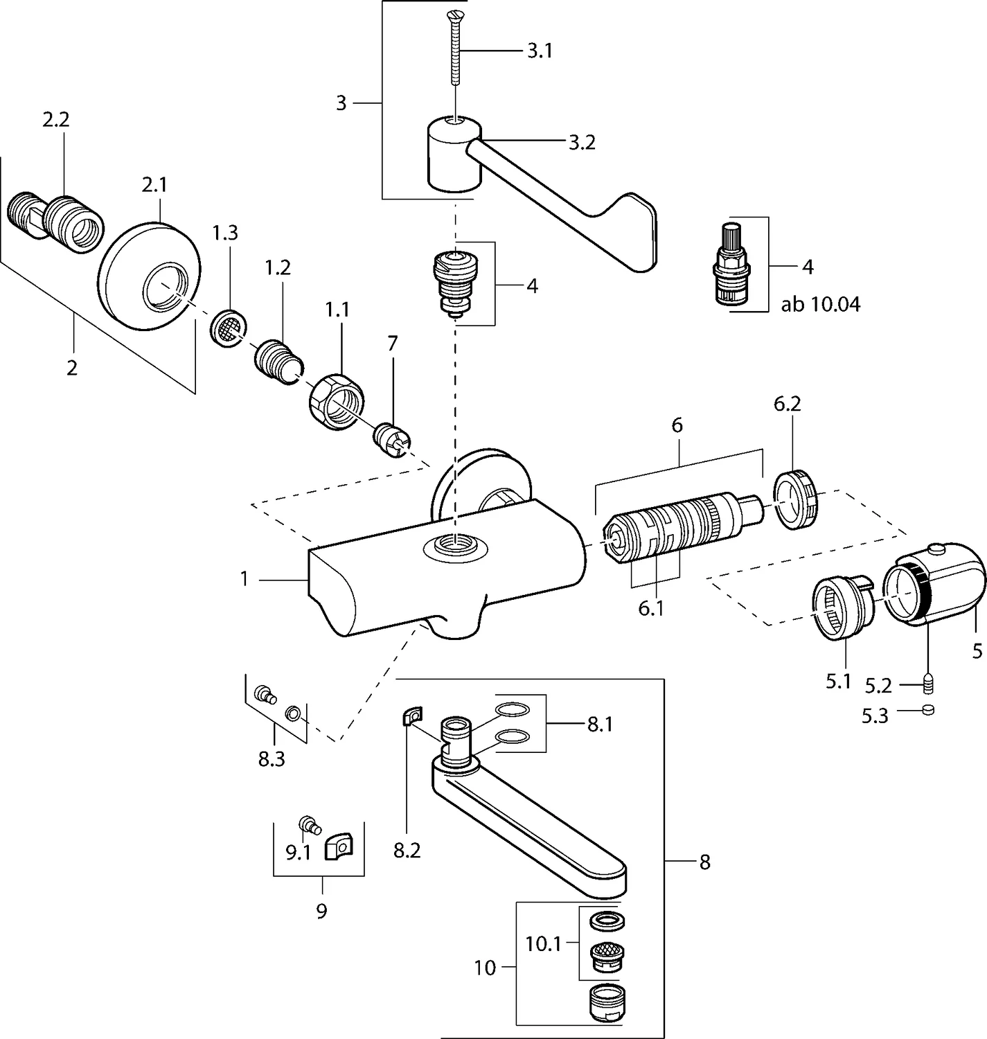 HansaTEMPRA Waschtischbatterie HansaTEMPRA 0838 Bedienungshebel lang Ausladung 245 mm DN15 Chrom