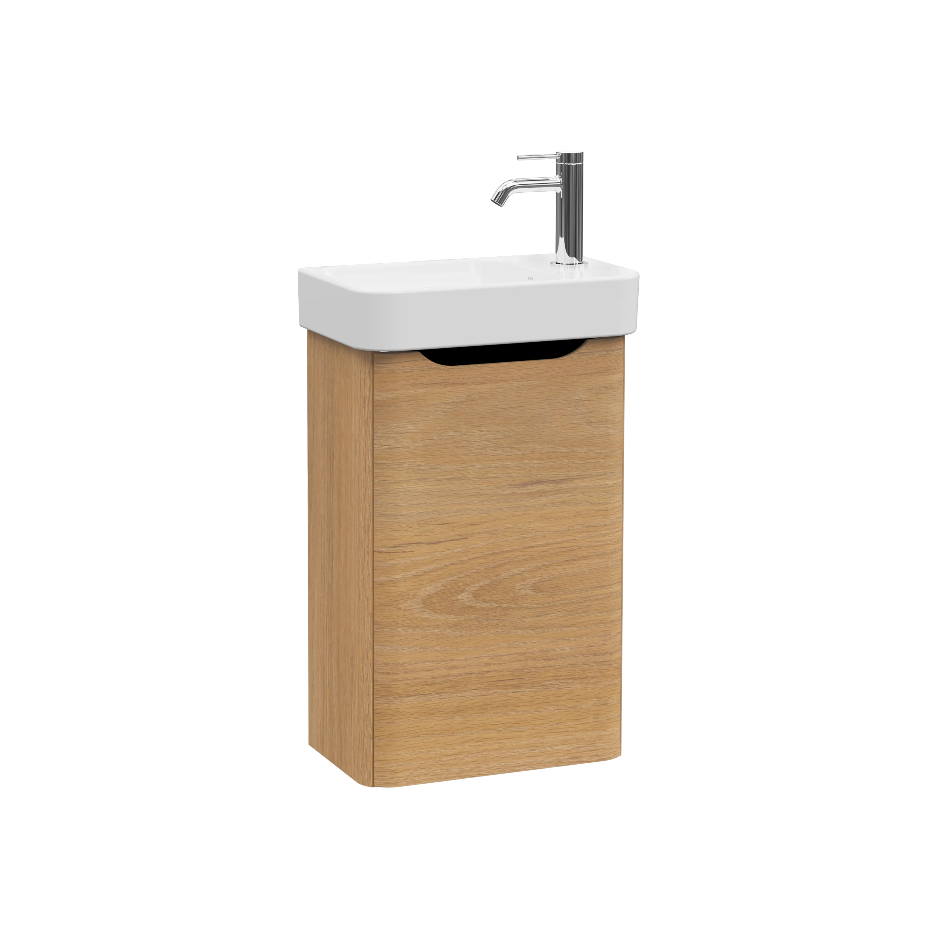 New Integra Round Set Handwaschbecken mit Unterschrank 1 Tür Türanschlag rechts 45 x 28 x 74 cm Weiß Hochglanz/Eiche Gold New Integra Round Set Handwaschbecken mit Unterschrank 1 Tür Türanschlag rechts 45 x 28 x 74 cm Weiß Hochglanz/Eiche Gold