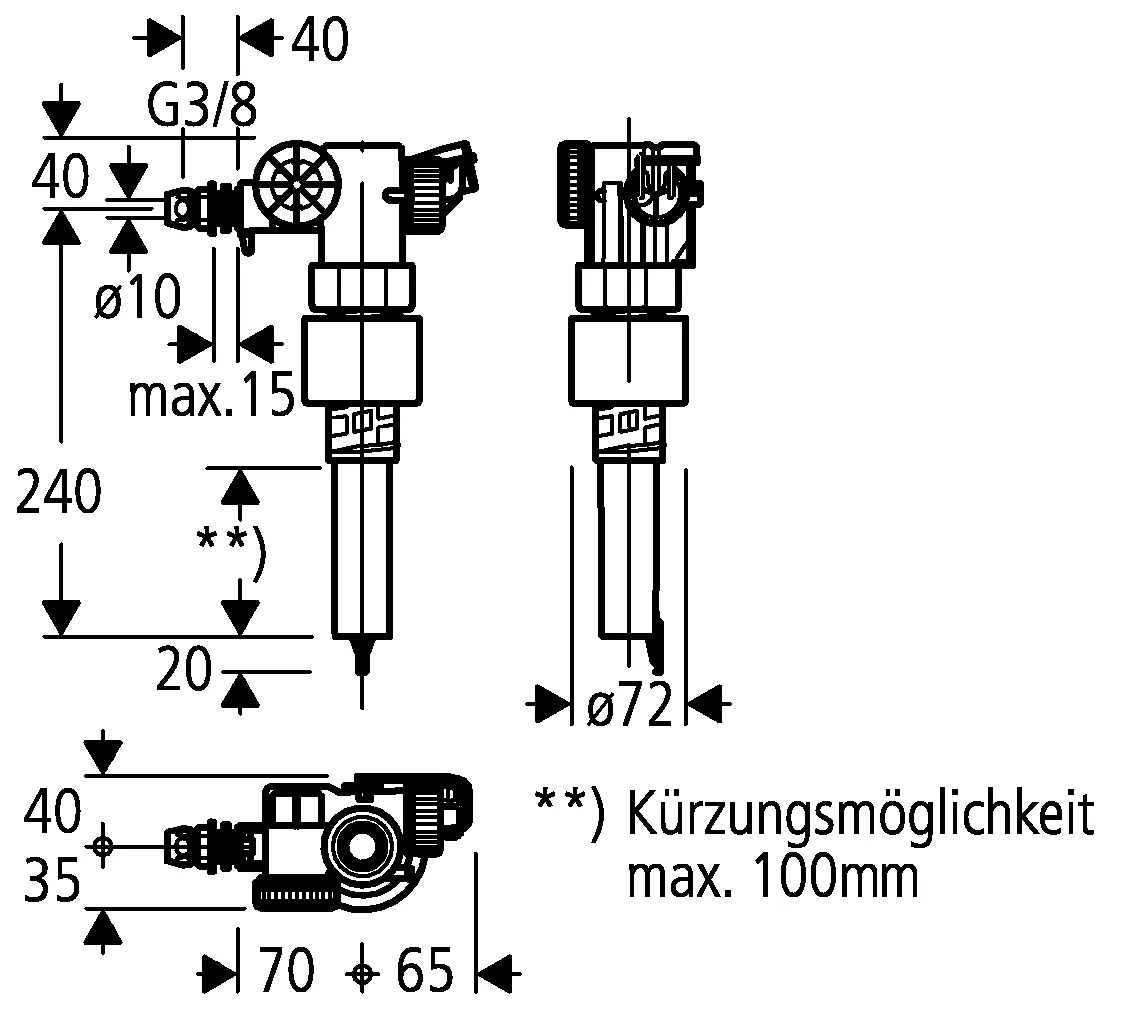Füllventil 43537, für Unterputz-Spülkästen 6 l