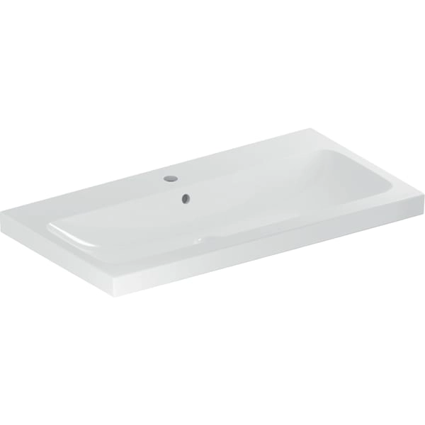 Wandwaschtisch „iCon Light“, mittig, rechteckig 90 × 48 cm Becken: mittig / Größe: 90 × 48 cm / Hahnlochposition: mittig / Oberflächenveredelung: ohne Oberflächenveredelung / Überlauf: mit Überlauf