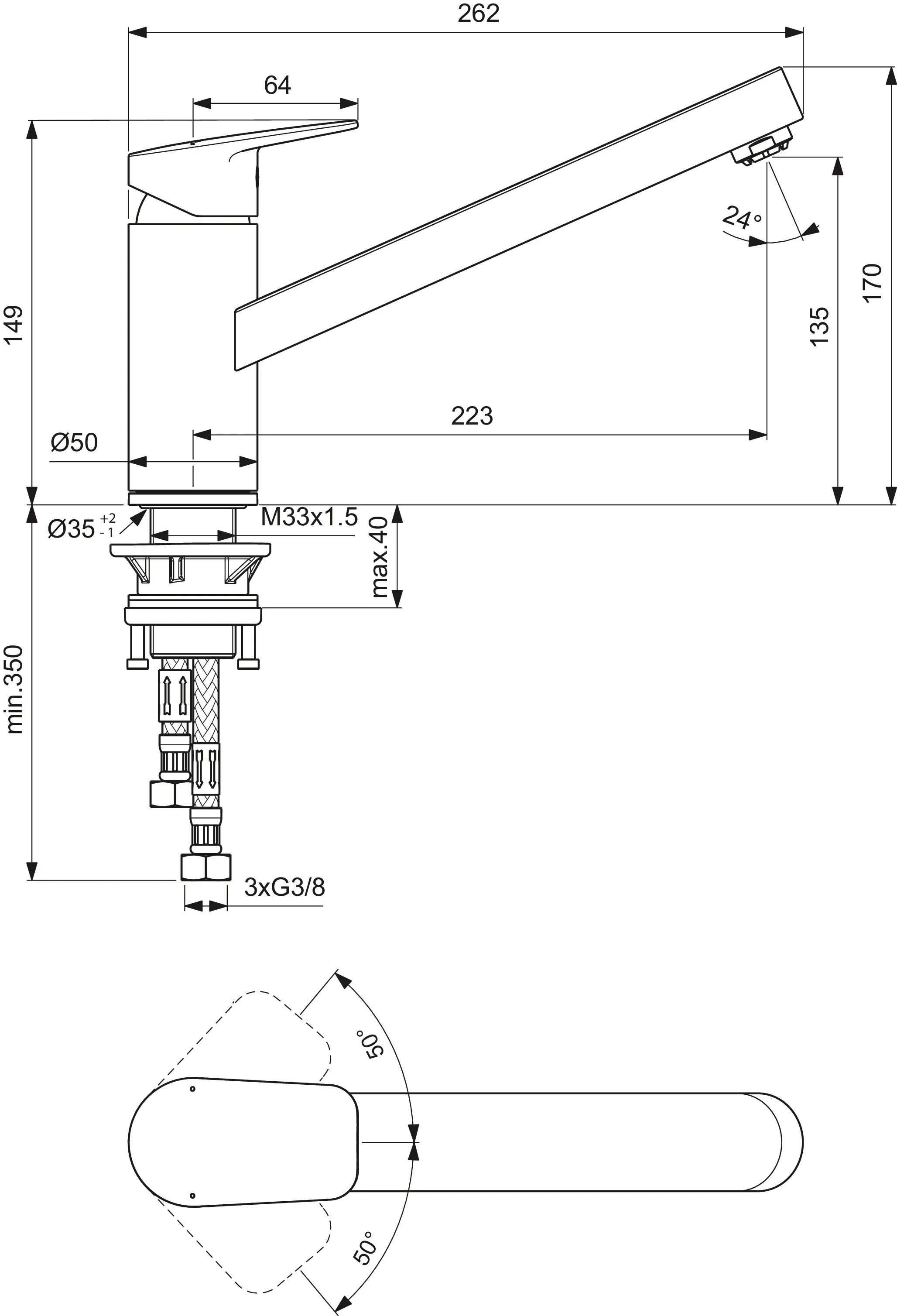 Ideal Standard Küchenarmatur Ceraplan BD309AA, Niederdruck, Chrom Ideal Standard Küchenarmatur Ceraplan BD309AA, Niederdruck, Chrom
