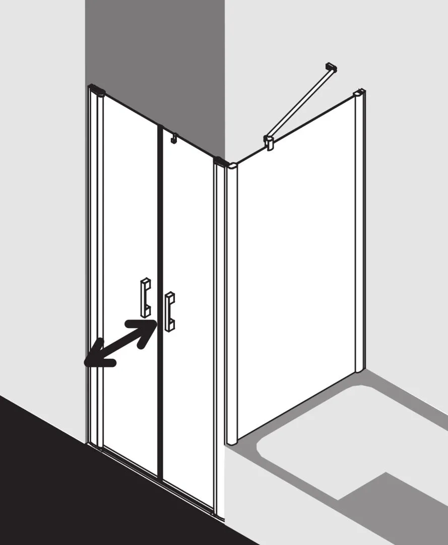 Kermi Duschdesign Pendeltür für Nische und Ecke „PEGA“ für Ecke / Nische Glas Klar, Profile Silber Hochglanz, BV: 1150 - 1200 mm GAK: 1150 - 1175 mm WE: 1150 - 1200 mm H: 2000 mm