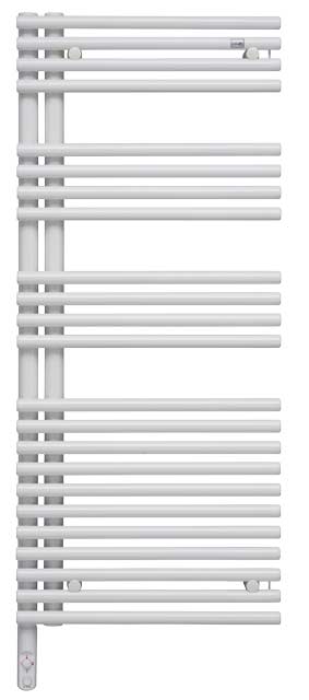 Zehnder Design-Handtuchwärmer „Forma Asym“ 49,6 × 144,1 cm in Verkehrsweiß (RAL 9016, glänzend)