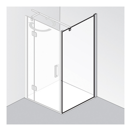 HSK teilgerahmt Seitenwand „Aperto Pro“ Glas Nebel, Profile Schwarz-matt, für 900 mm, B: 900 mm H: 2000 mm HSK teilgerahmt Seitenwand „Aperto Pro“ Glas Nebel, Profile Schwarz-matt, für 900 mm, B: 900 mm H: 2000 mm