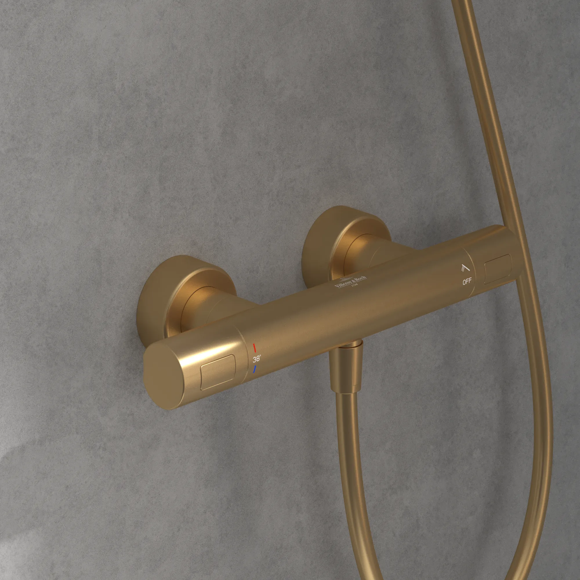 Villeroy & Boch Duschthermostat Universal Taps & Fittings, Brushed Gold, 317x104x65 mm, Thermostatfunktion, Wandmontage Villeroy & Boch Duschthermostat Universal Taps & Fittings, Brushed Gold, 317x104x65 mm, Thermostatfunktion, Wandmontage
