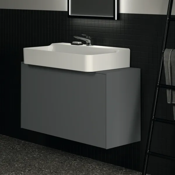 Ideal Standard Conca Waschtischunterschrank, Anthrazit matt, 1002x373x550 mm, 1 Auszug mit Push-Open und Softclose, hochverdichtete Dreischicht-Holzspanplatte