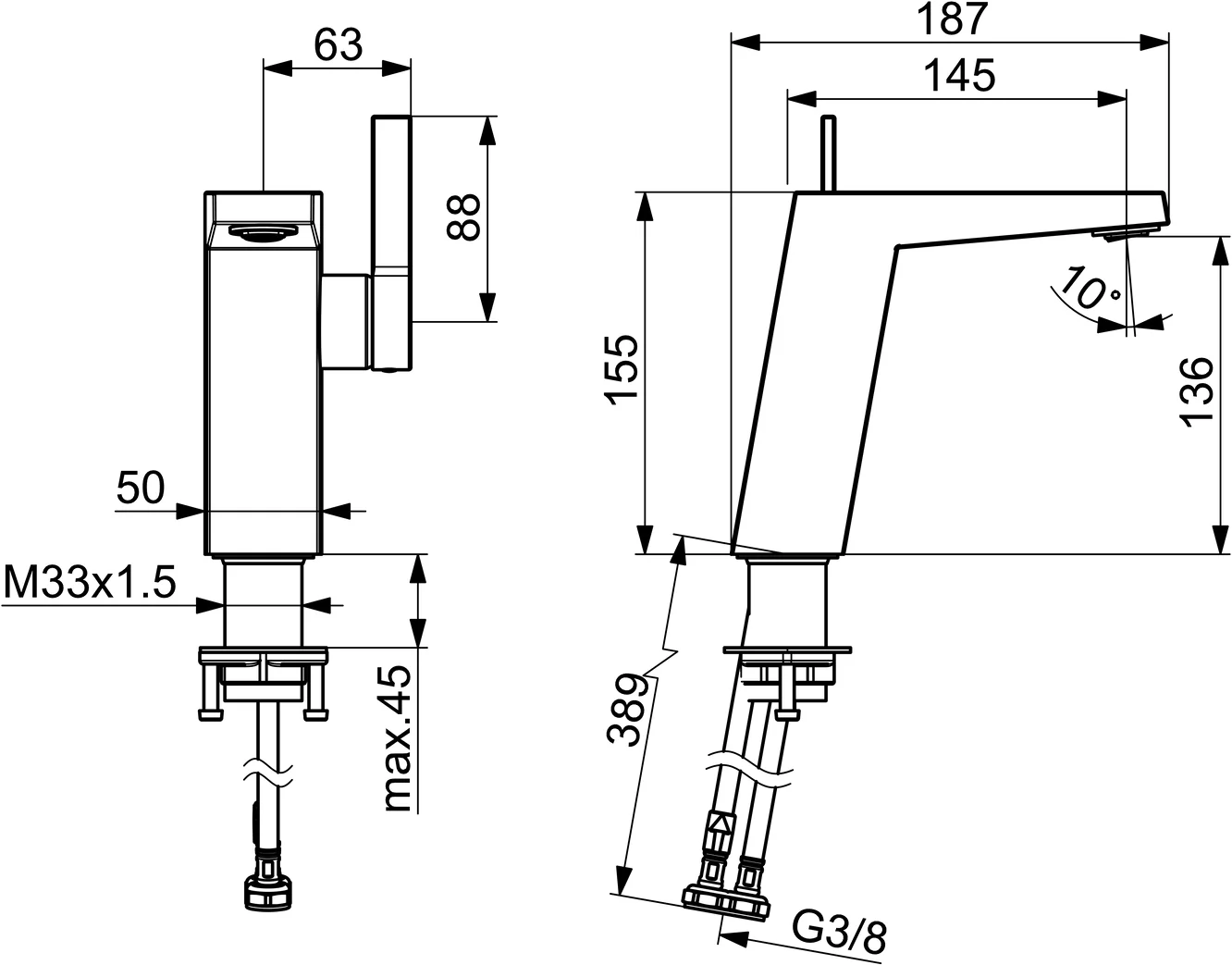 HansaLOFT Waschtischarmatur HansaLOFT 5752 Ausladung 146 mm DN15 Chrom HansaLOFT Waschtischarmatur HansaLOFT 5752 Ausladung 146 mm DN15 Chrom