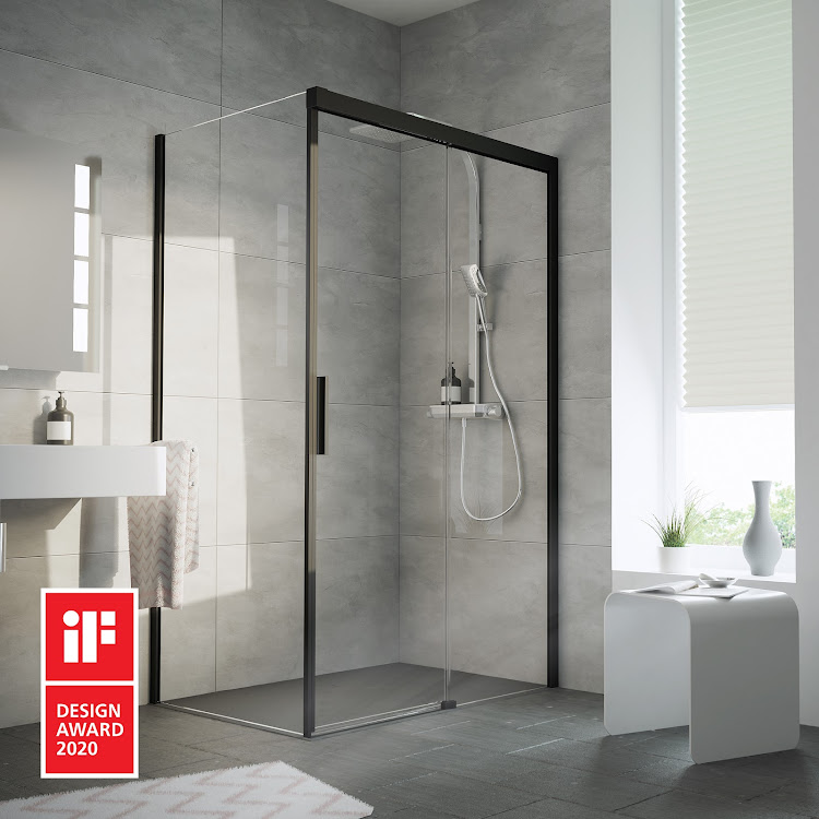 HSK teilgerahmte Duschabtrennung Schiebetür 2-teilig mit Seitenteil „Atelier Plan“ mit Exzenterprofil und Softclose Glas Chinchilla, Profile Schwarz-matt, B: 1000 mm H: 2060 mm T: 900 mm HSK teilgerahmte Duschabtrennung Schiebetür 2-teilig mit Seitenteil „Atelier Plan“ mit Exzenterprofil und Softclose Glas Chinchilla, Profile Schwarz-matt, B: 1000 mm H: 2060 mm T: 900 mm