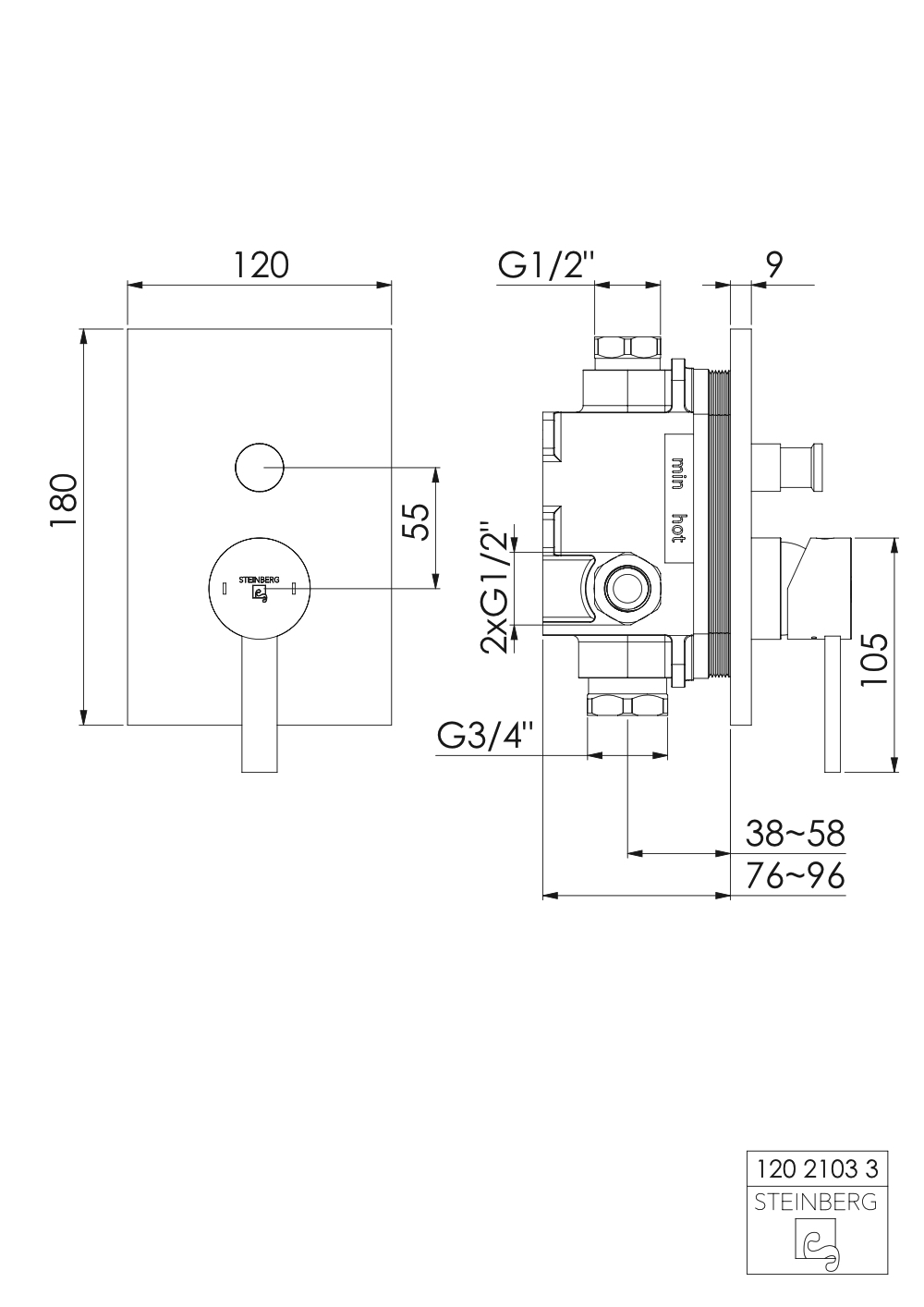 Serie 120 Fertigmontageset für Wanne/Brause-Einhebelmischbatterie mit Umsteller Serie 120 Fertigmontageset für Wanne/Brause-Einhebelmischbatterie mit Umsteller