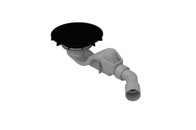 Bette Ablaufgarnitur BetteAir 50 DW Raven Antirutsch Pro – seitlich, 0,6 l/s, Ab- und Überlauf, 300x230x152 mm, glasierter Titan-Stahl