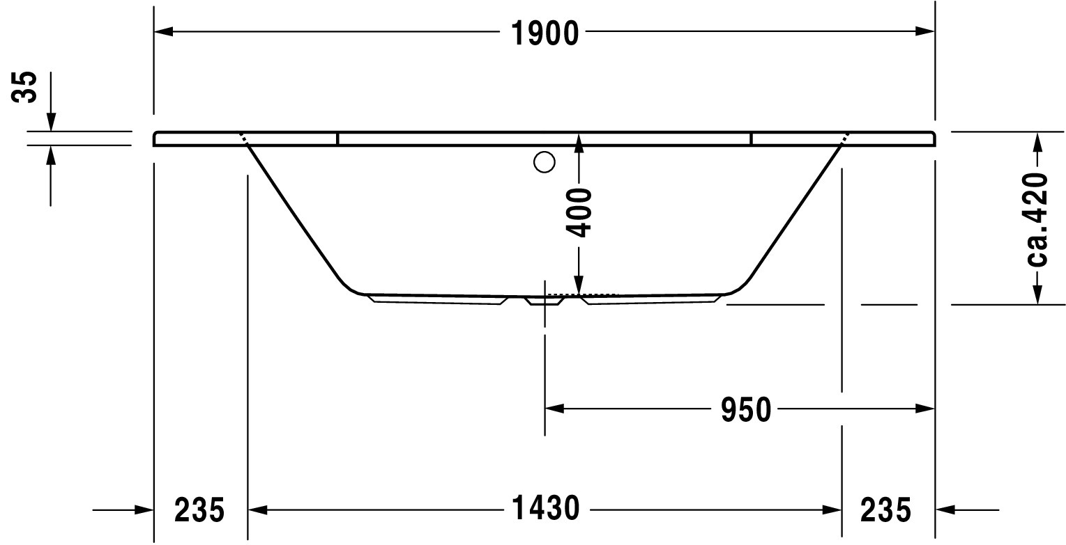 Duravit Badewanne „D-Code“ sechseck 190 × 90 cm, Mittelablauf 