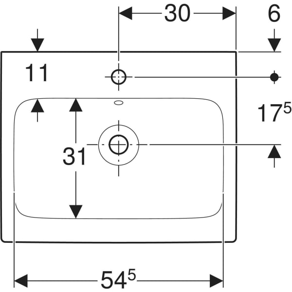 Wandwaschtisch „iCon“, rechteckig 60 × 48,5 cm in weiß alpin