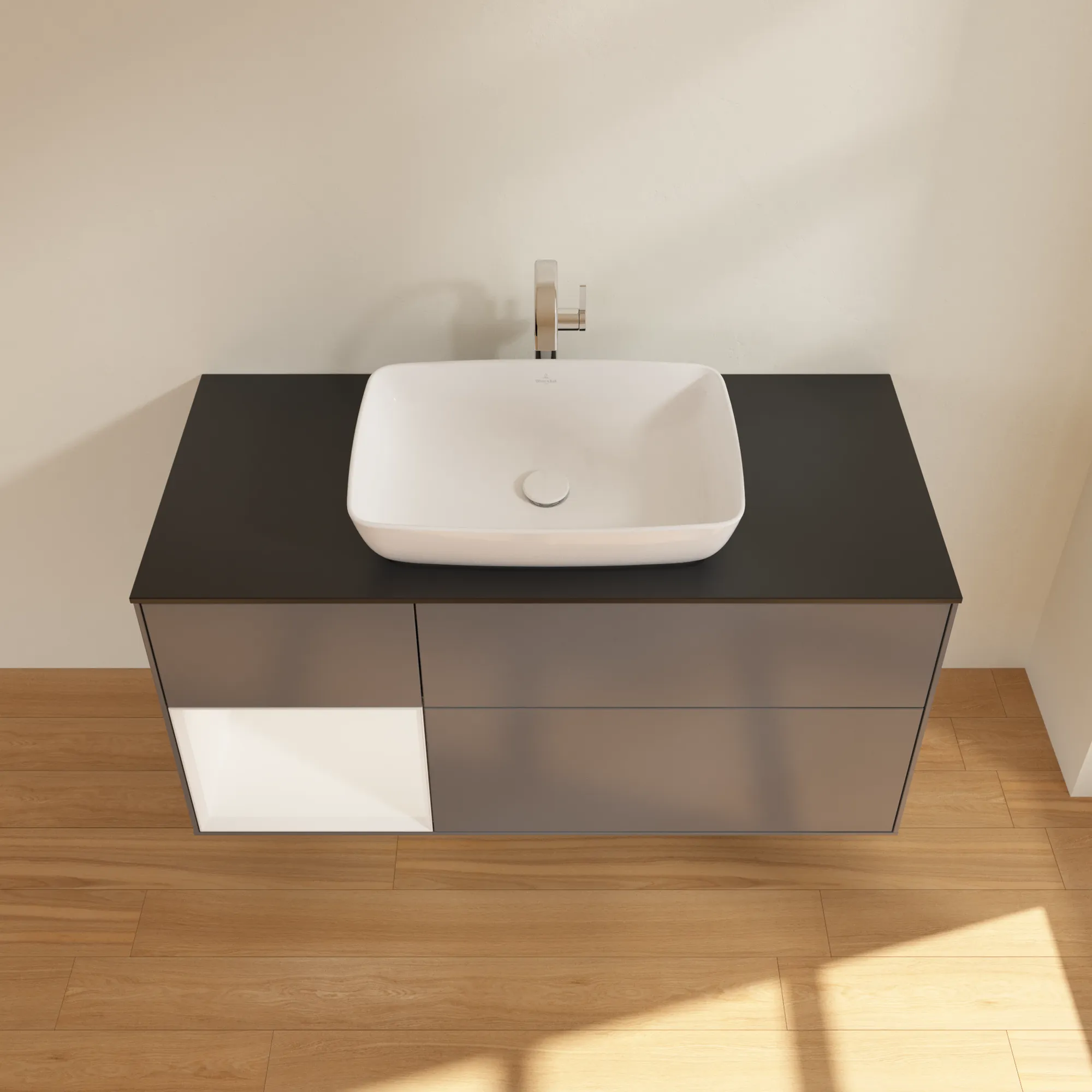 Villeroy & Boch Waschtischunterschrank „Finion“ für Schrankwaschtisch 1200 × 603 × 501 mm Anthracite Matt Lacquer, für Becken mittig