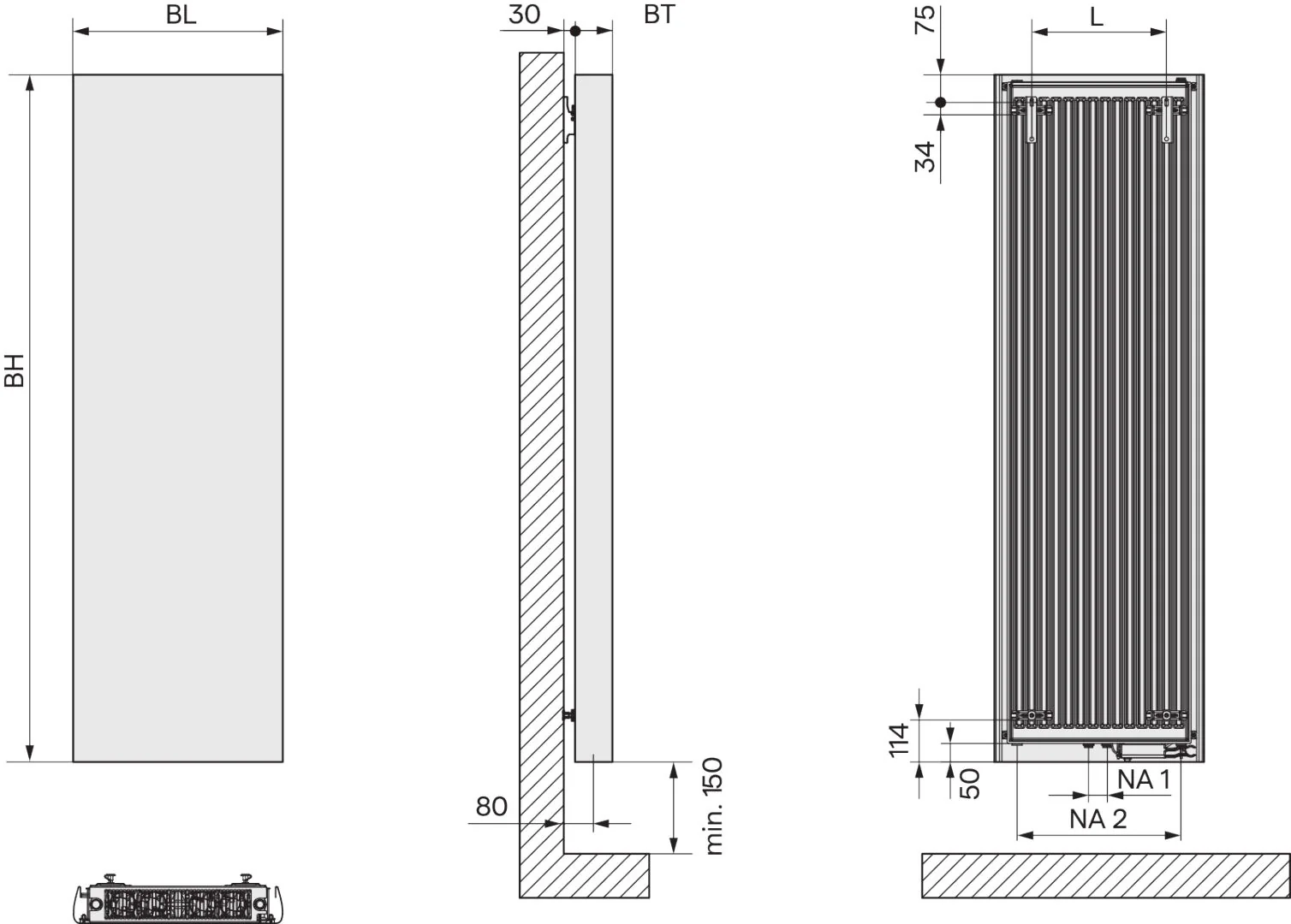 Kermi Pateo Flair Designheizkörper, weiß RAL 9016 seidenglanz, 1670x570x102 mm, Wärmeleistung 568 Watt