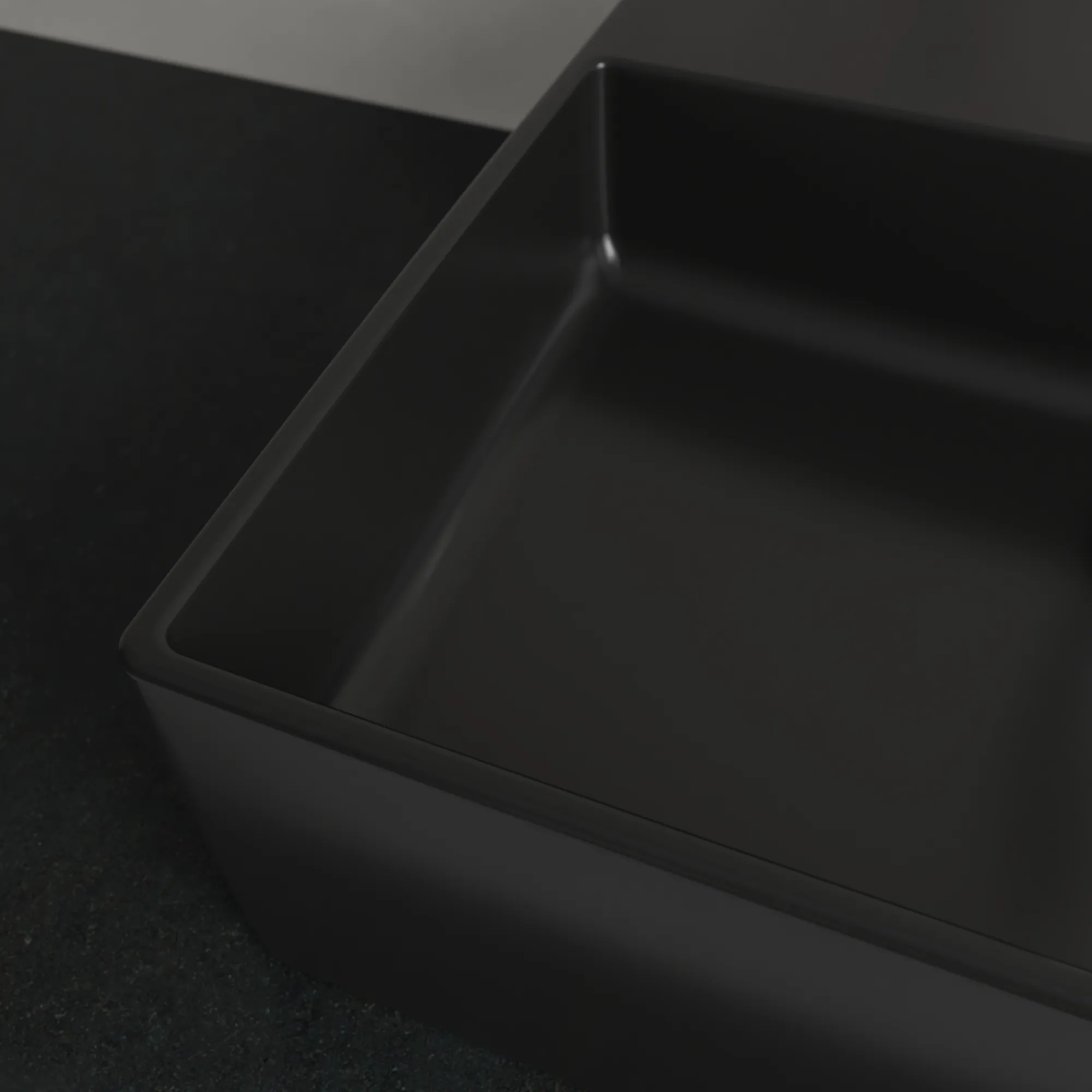 Villeroy & Boch Aufsatzwaschbecken Memento 2.0 Pure Black CeramicPlus, 498x420x139 mm, TitanCeram, matt, mit Überlauf, für 3-Loch-Armatur