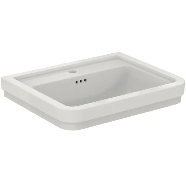 Ideal Standard Waschtisch Calla 1-Loch, weiß, 615 x 500 x 175 mm mit 3-Loch-Überlauf