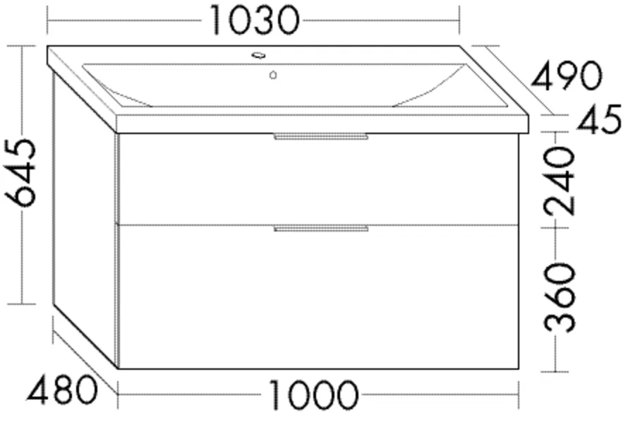 burgbad Badmöbelset Keramik-Waschtisch inkl. Waschtischunterschrank „Eqio“ 103 × 64,5 × 49 cm Stangengriff, Chrom, Eiche Dekor Flanelle (Melamin)