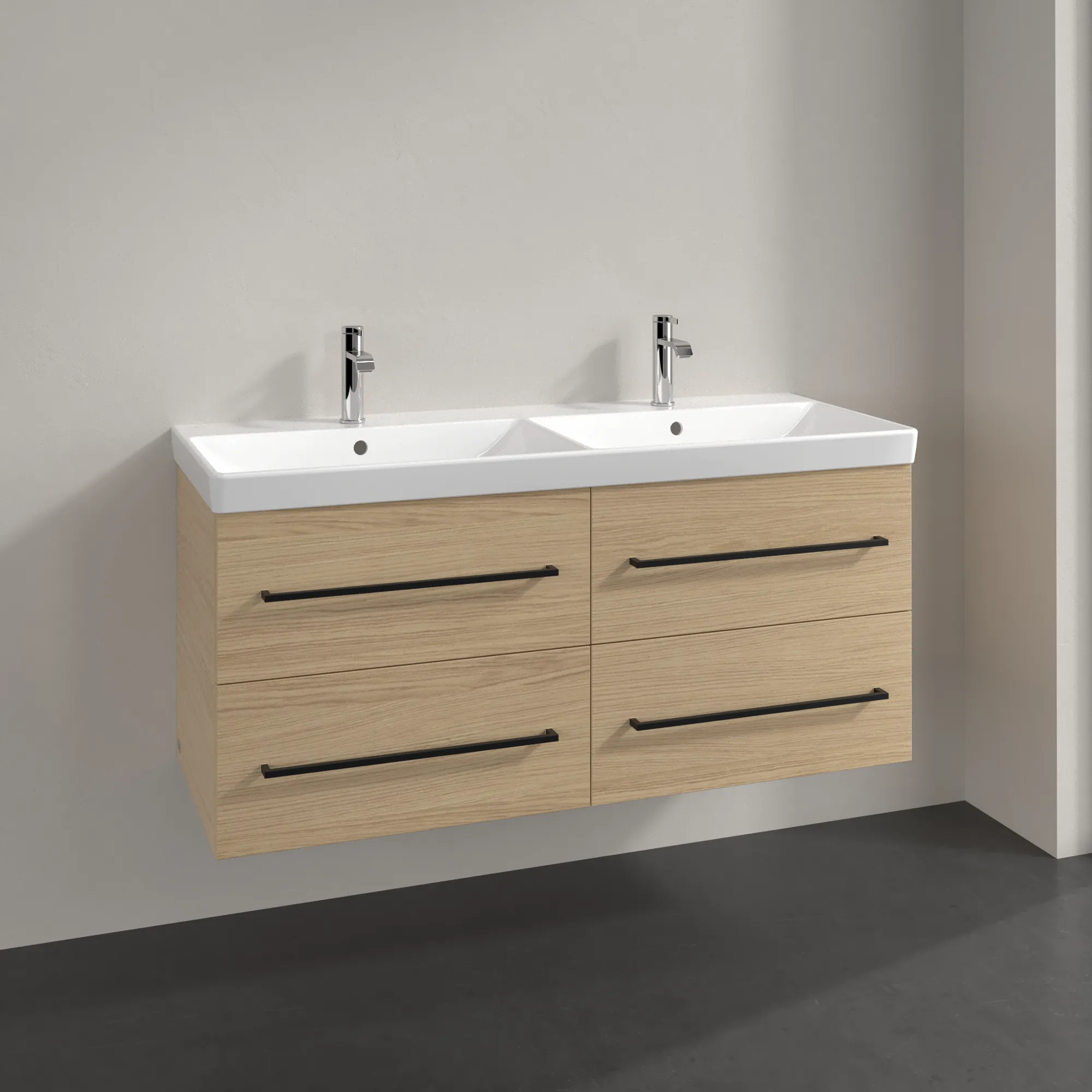 Villeroy & Boch Waschtischunterschrank „Avento“ für Schrank-Doppelwaschtisch 1180 × 514 × 452 mm Nordic Oak, Soft Closing