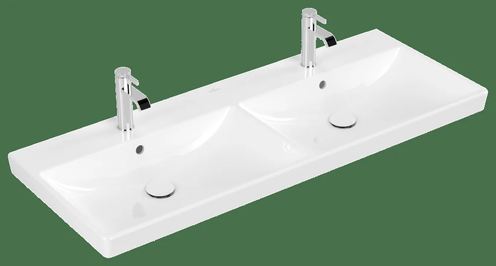Villeroy & Boch Schrank-Doppelwaschtisch Avento 4A23CK, 1200 x 470 mm, Rechteck, 2HL. für zwei Armaturen geeignet, mit Überlauf, Weiß Alpin