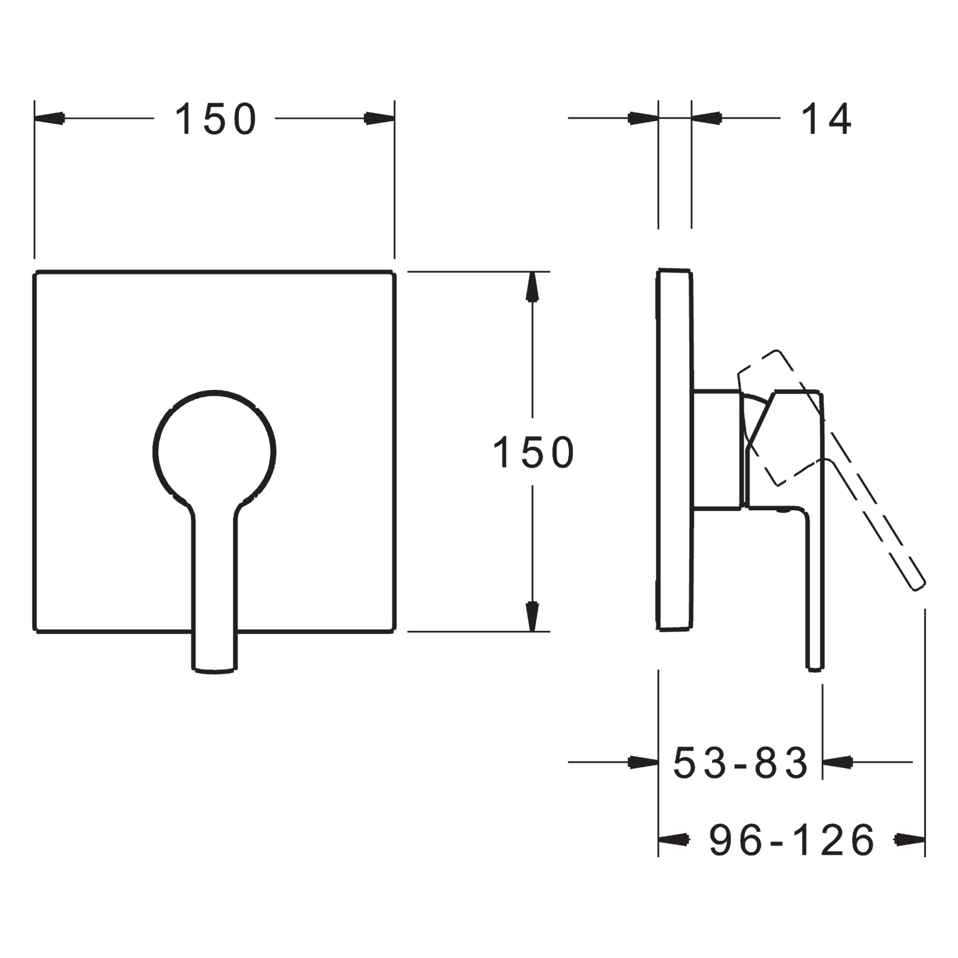 Einhebelmischer Fertigmontageset für Brausebatterie RONDA 8386 Rosette eckig Chrom Einhebelmischer Fertigmontageset für Brausebatterie RONDA 8386 Rosette eckig Chrom