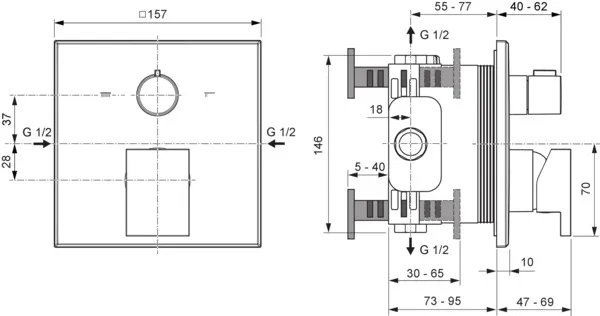 Ideal Standard Unterputz-Badearmatur Extra Chrom - Hochwertige Badarmatur für Wandmontage im Unterputzbereich
