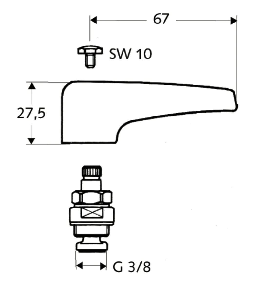 Spezial-Oberteil, Hebelgriff, DN 10 G 3/8 AG Spezial-Oberteil, Hebelgriff, DN 10 G 3/8 AG