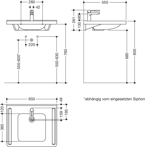 Set-Waschtisch und Armatur 65 × 55 × 12 cm in Senfgelb