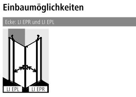 Kermi Duschtür Eckeinstieg 2-teilig (Pendeltüren mit Festfeldern) Halbteil rechts „LIGA“ 200 cm Profile Silber Mattglanz, Drehtür zweiteilig