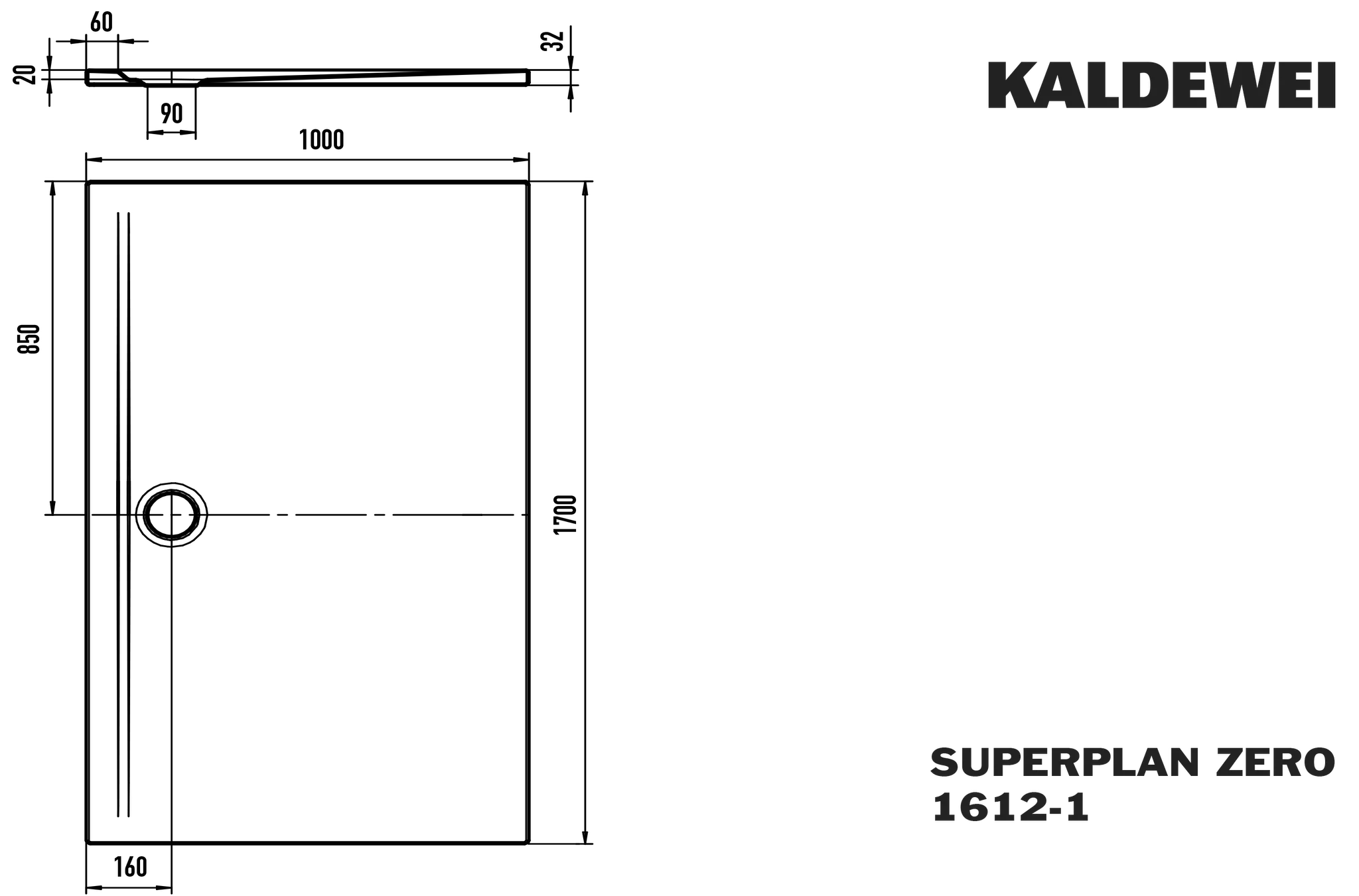 Kaldewei SUPERPLAN ZERO Duschfläche, alpinweiß, 1000 x 1700 mm, bodeneben, 3-seitig begehbar Kaldewei SUPERPLAN ZERO Duschfläche, alpinweiß, 1000 x 1700 mm, bodeneben, 3-seitig begehbar