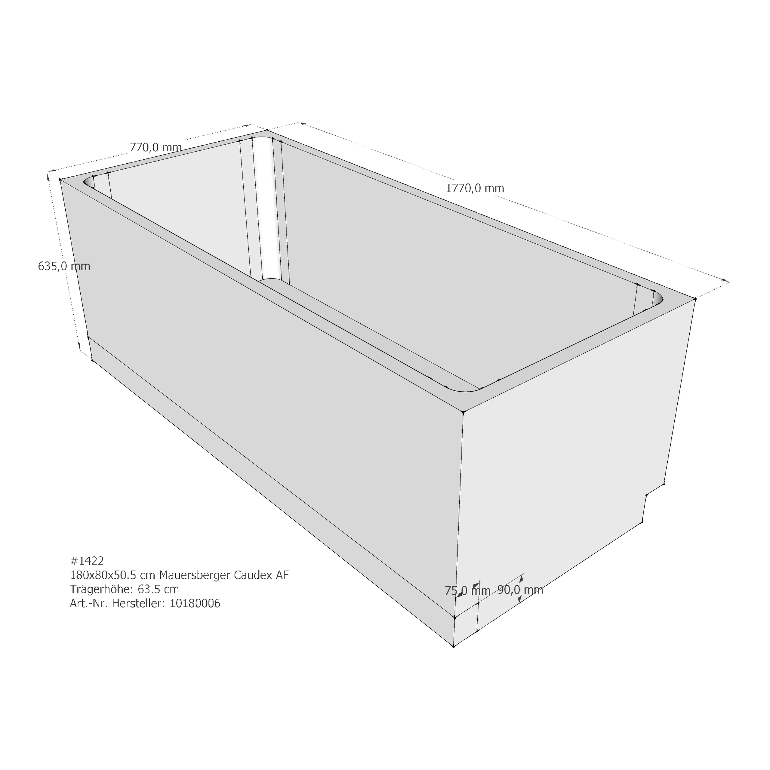 Badewannenträger für Mauersberger Caudex 180 × 80 × 50,5 cm Badewannenträger für Mauersberger Caudex 180 × 80 × 50,5 cm