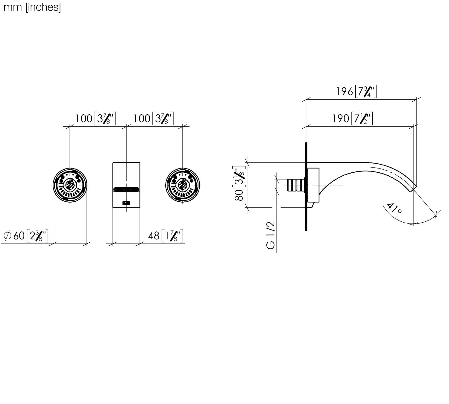 Waschtisch-Wandbatterie ohne Ablaufgarnitur CYO Chrom 36712811 Waschtisch-Wandbatterie ohne Ablaufgarnitur CYO Chrom 36712811