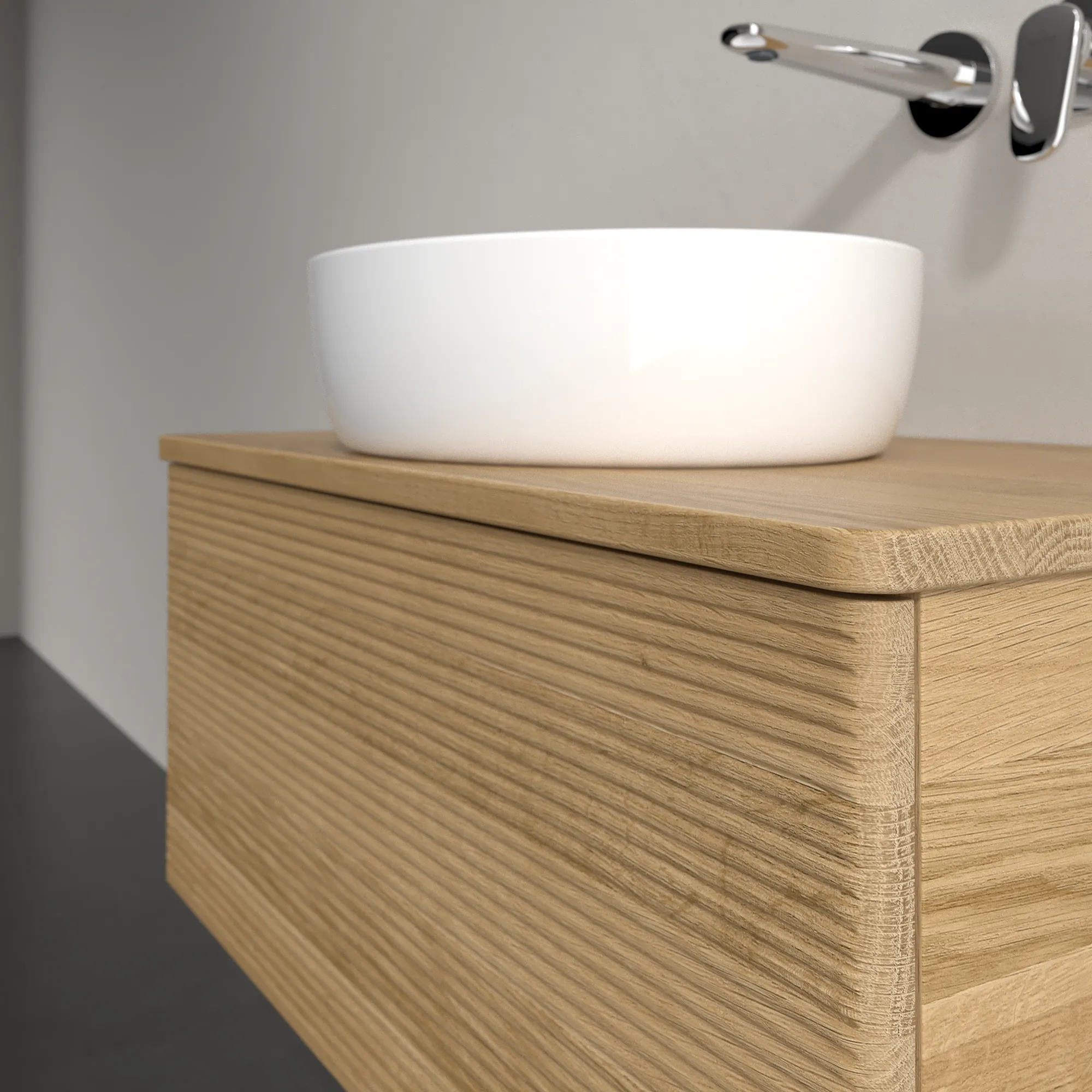Villeroy & Boch Waschtischunterschrank „Antao“ 800 × 360 × 500 mm Honey Oak, für Becken mittig, mit Beleuchtung