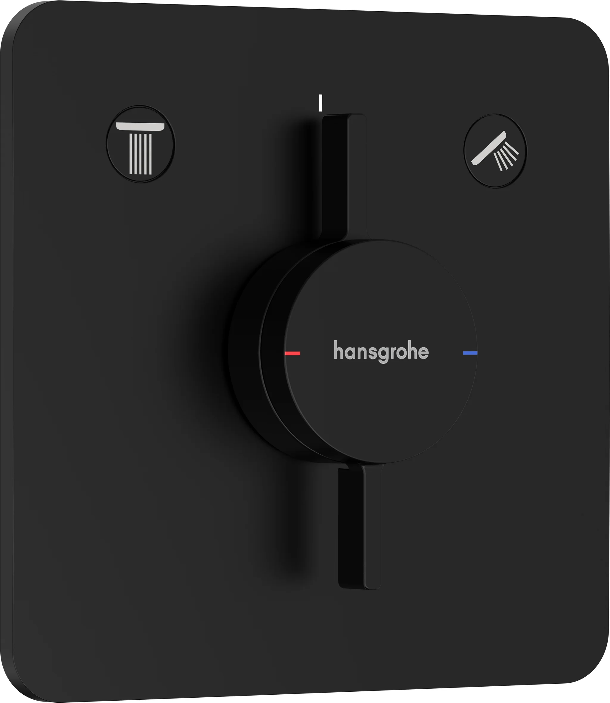Hansgrohe DuoTurn Q Mischer Unterputz, mattschwarz, 2 Verbraucher, maximale Durchflussmenge 29,5 l/min bei 3 bar, Keramikmischsystem, flache Rosette für mehr Platz in der Dusche