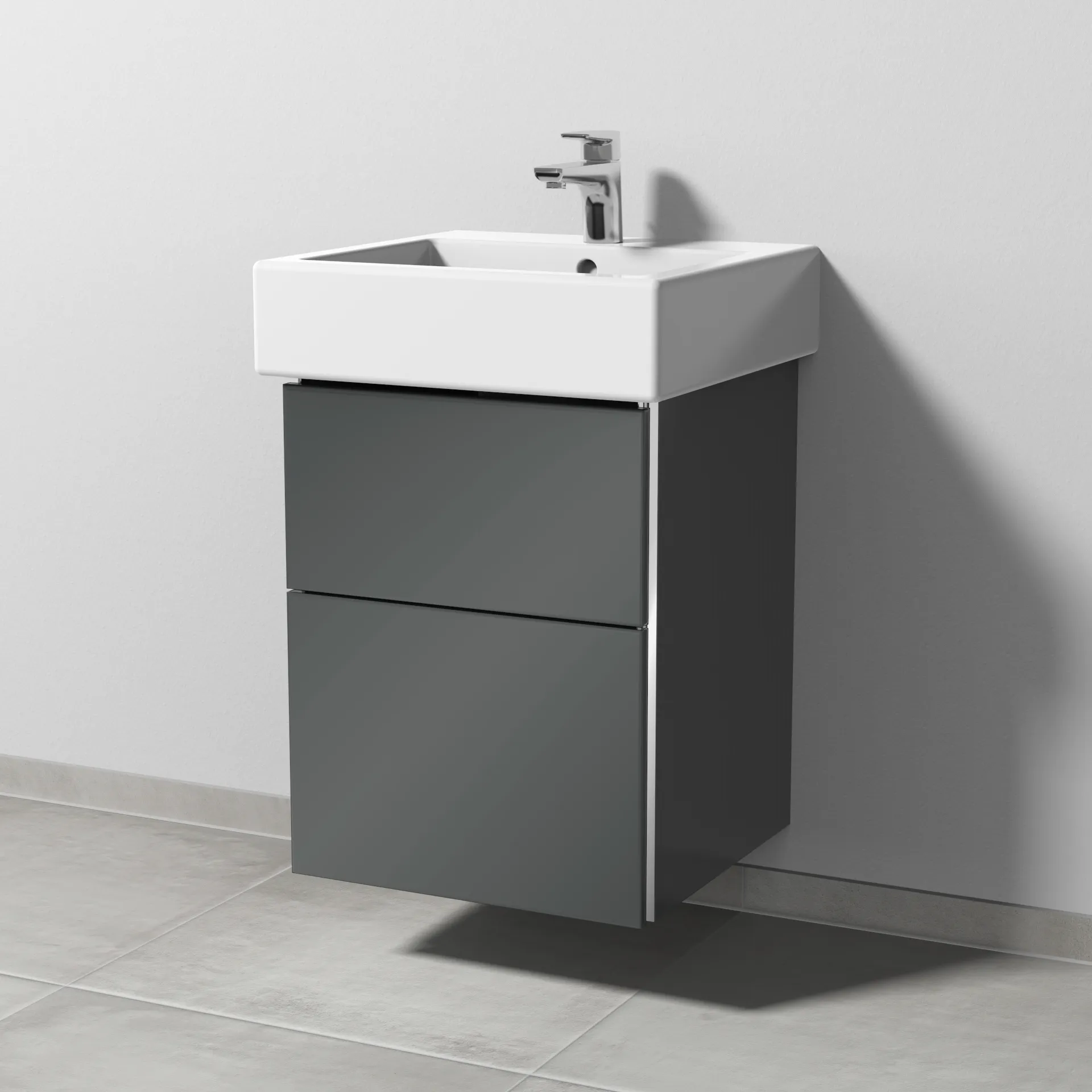 Sanipa Waschtischunterschrank „3way“ passend zu Keramik-Waschtische Vero von Duravit 450 × 593 × 447 mm in Anthrazit (glanz)